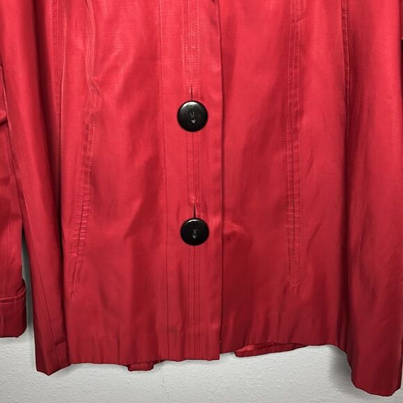 Gallery Red Maroon Button Front Medium Weight Hooded Jacket Size Large - Picture 6 of 12